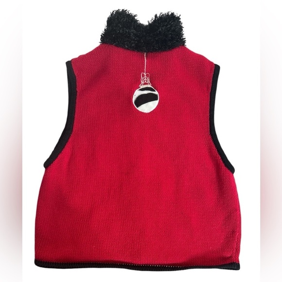 Vintage BECHAMEL black red zebra leopard Christmas ornaments holiday vest Sz S - Picture 4 of 9